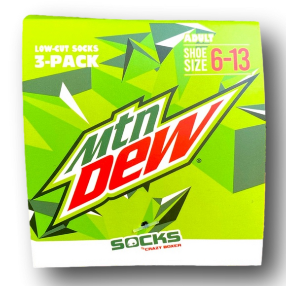 3-Pack Mountain Dew Soda Funny Novelty Low Cut Socks - NWT - Picture 2 of 4